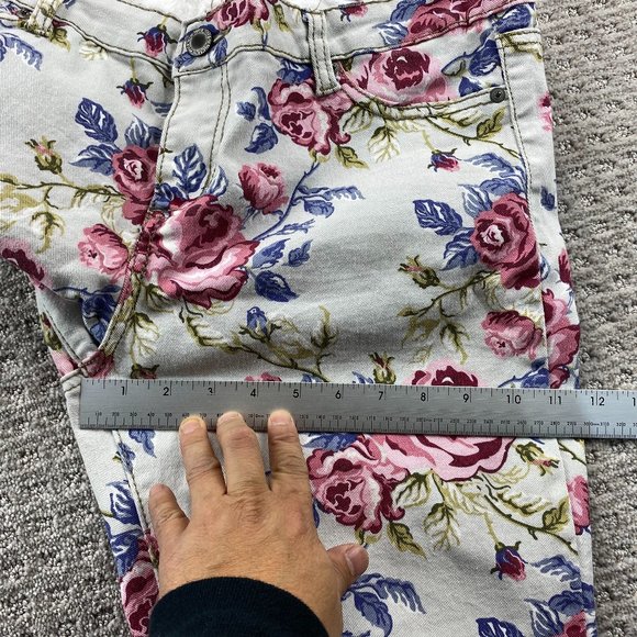 Blue Notes Floral Jeans Women 34 White Denim Pants Low Rise Super Skinny 34X30 - Picture 12 of 16